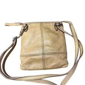 Fossil Maddox Tan Leather‎ Crossbody Turnlock Bag